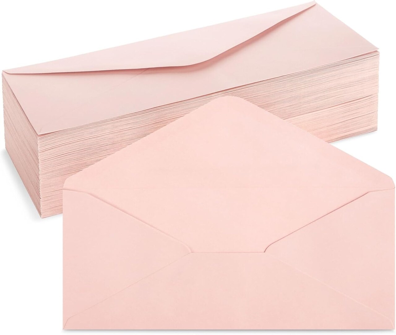 96-Pack #10 Blush Pink Envelopes 4.13x9.5” – Gummed Seal, V-Flap for Invitations & Mailing